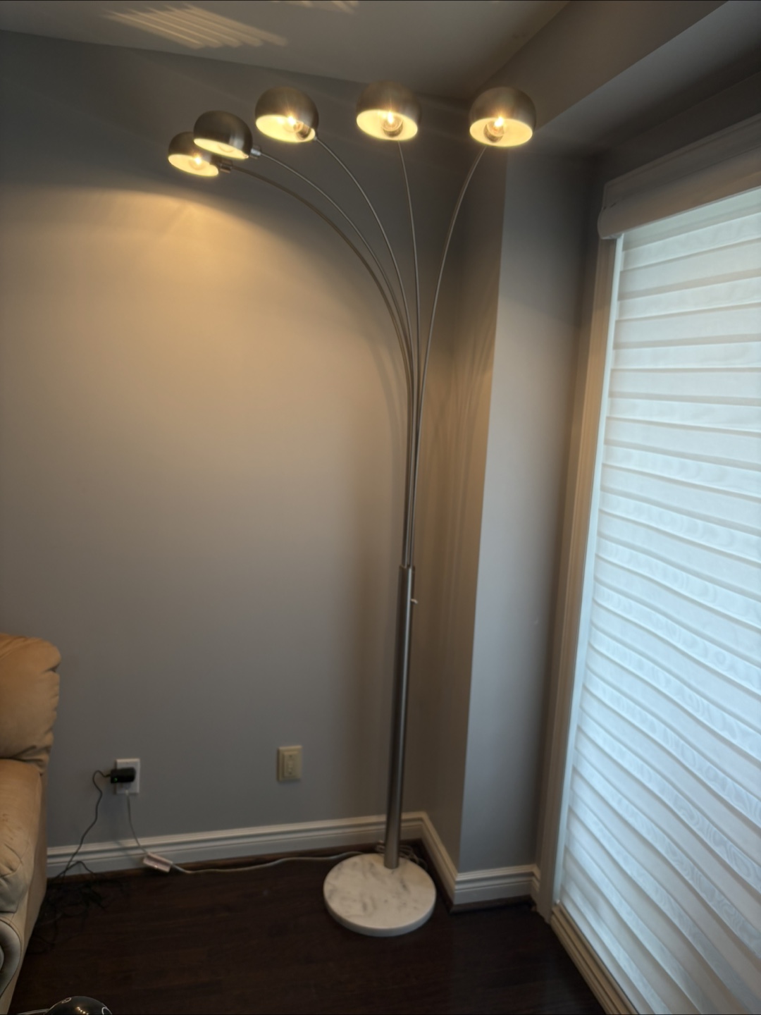 Five-Light Arc Floor Lamp with Marble Base