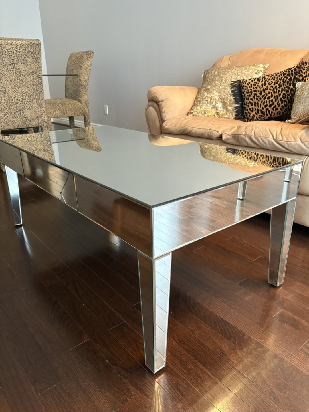 Mirrored Coffee Table with Drawers