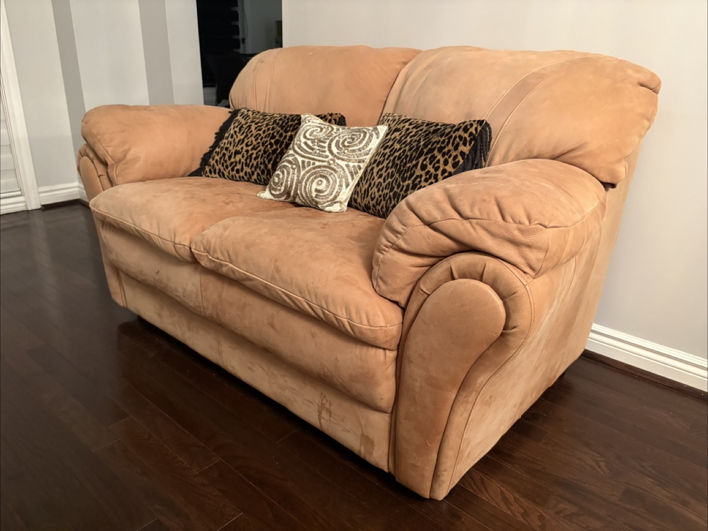 Tan Leather Loveseat