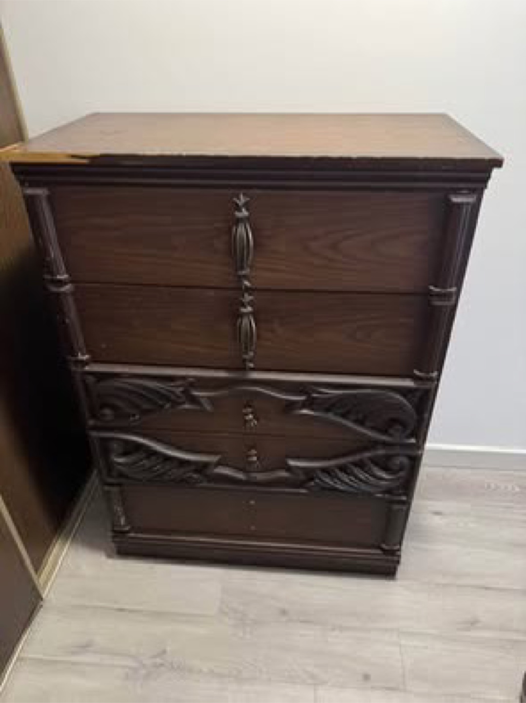 Vintage Wooden Bedroom Set - Chest of Drawers and Nightstand
