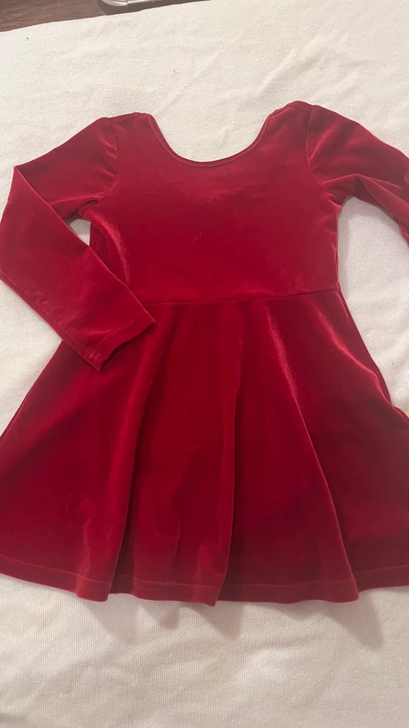 Red Velvet Long Sleeve Girls Dress thumbnail
