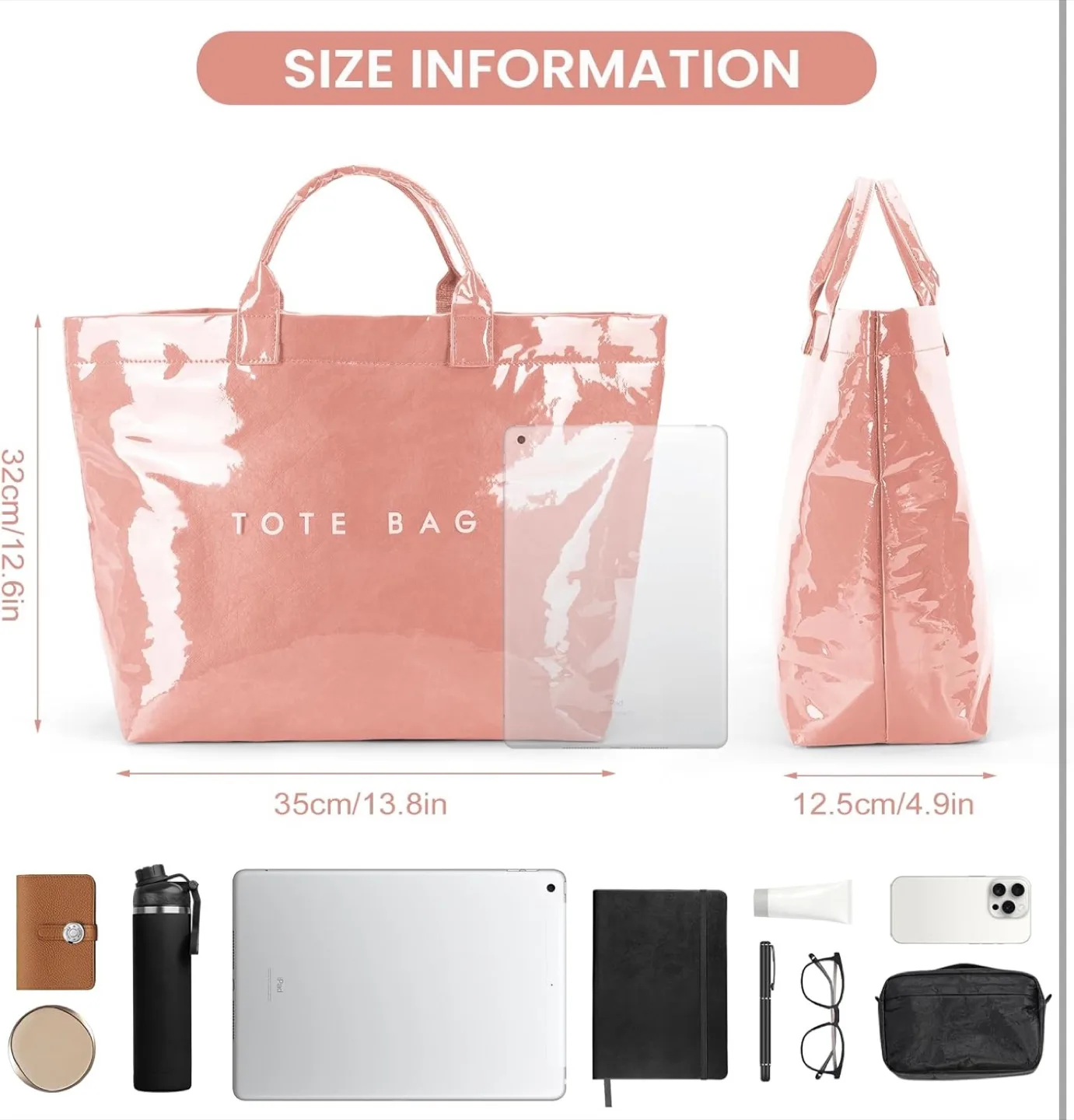 Pink Tote Bag with Internal Pocket image indicator(7)