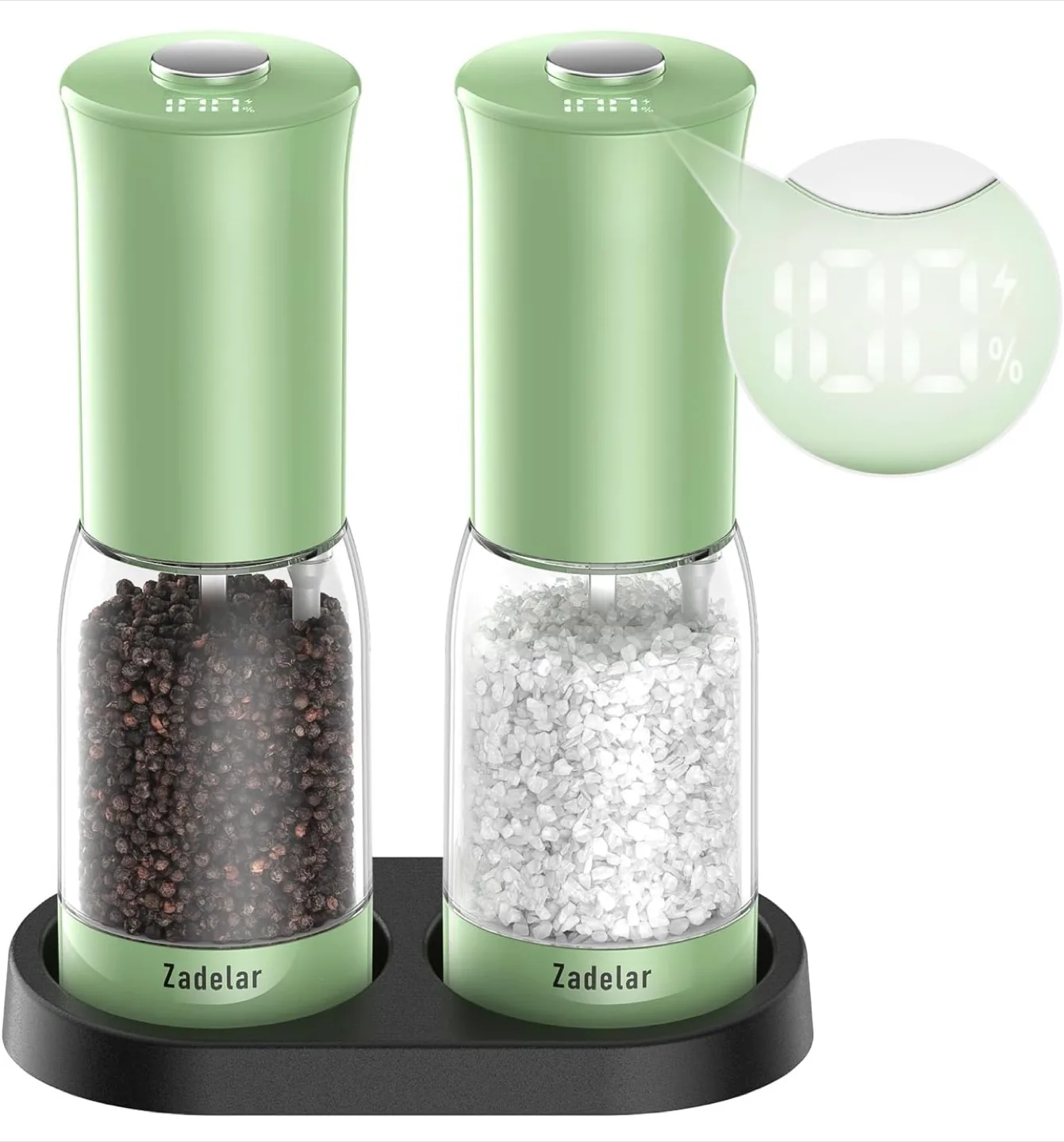 Zadeelar Electric Salt and Pepper Grinder Set - Rechargeable image indicator(3)