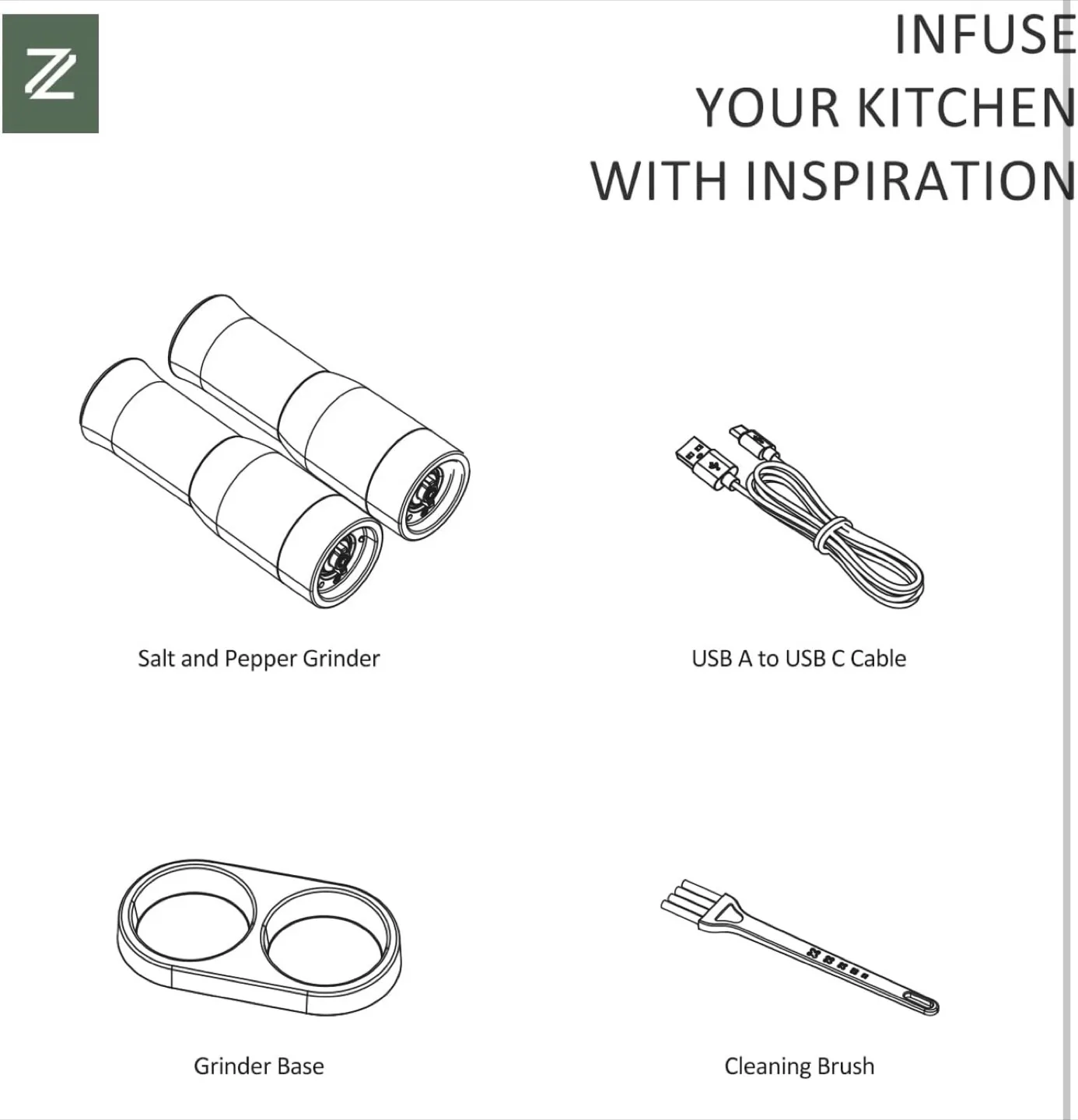 Zadeelar Electric Salt and Pepper Grinder Set - Rechargeable image indicator(8)