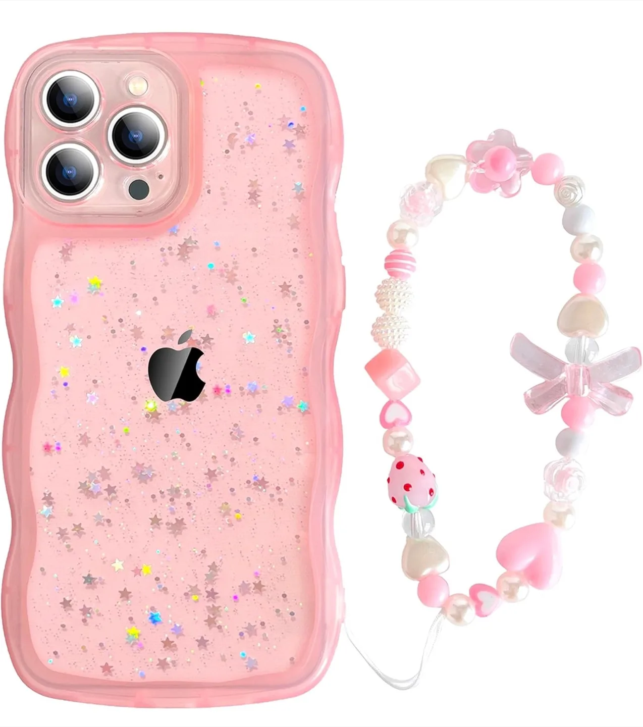 iPhone 16 Pro max Glitter Phone Case with Beaded Strap image indicator(2)