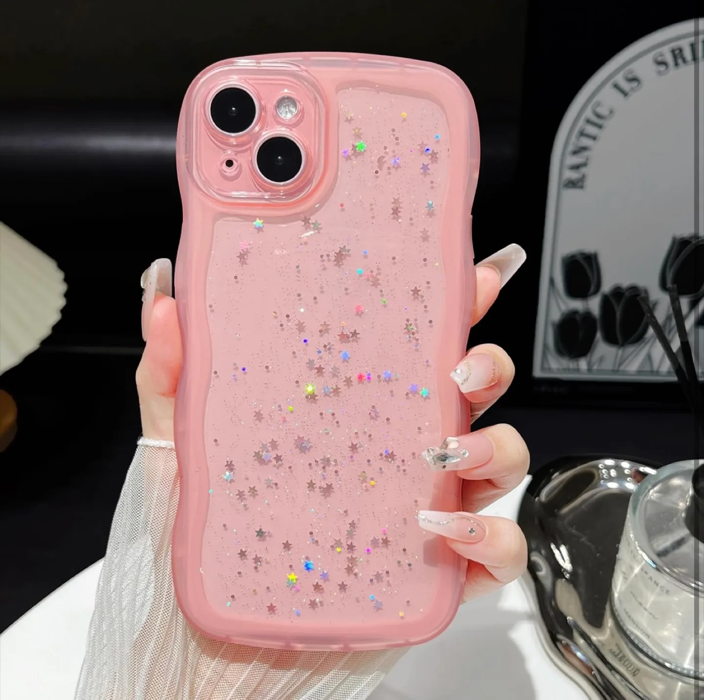 iPhone 16 Pro max Glitter Phone Case with Beaded Strap image indicator(5)
