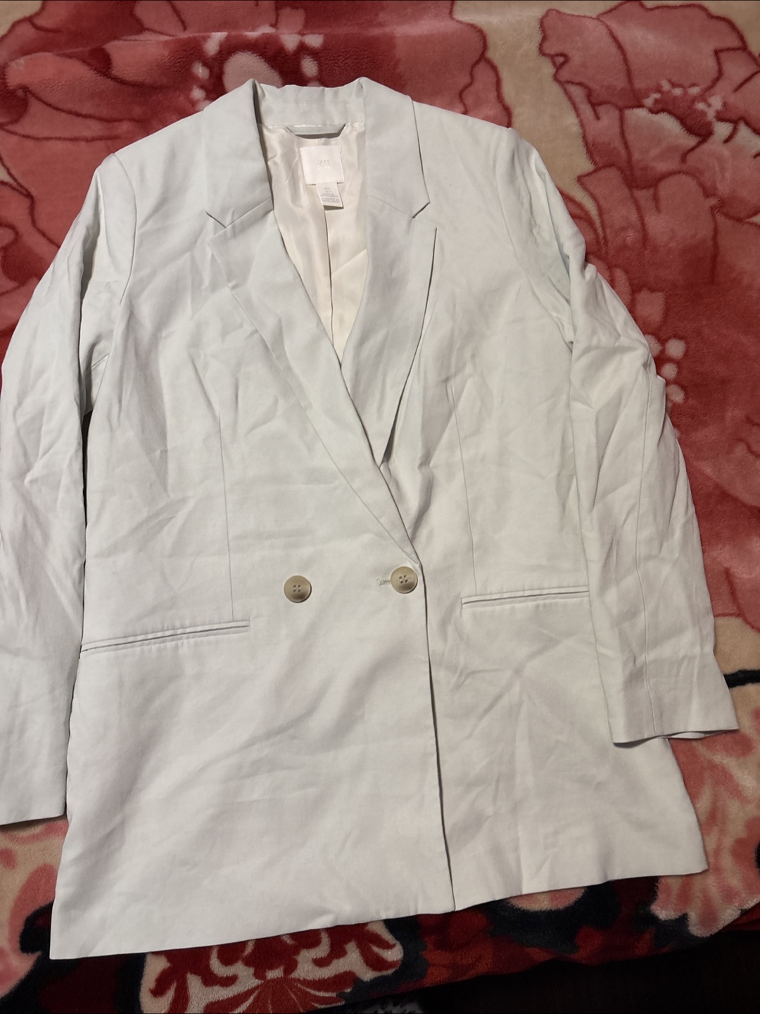 H&M Pale Green Double-Breasted Blazer - Size Small