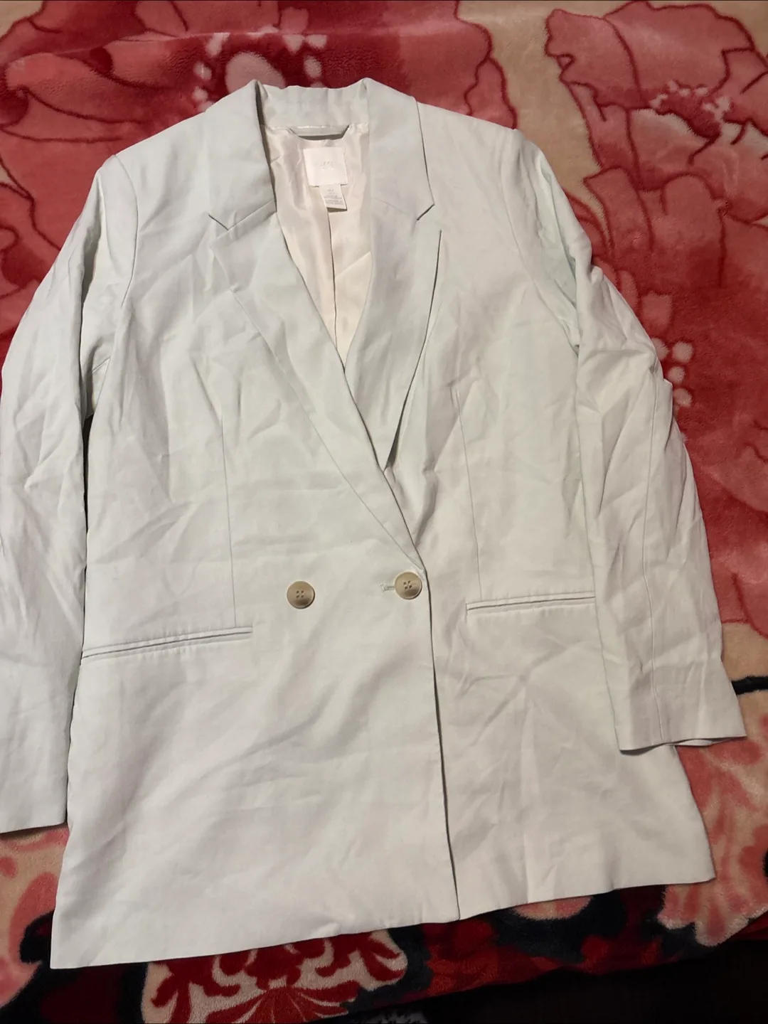 H&M Pale Green Double-Breasted Blazer - Size Small thumbnail
