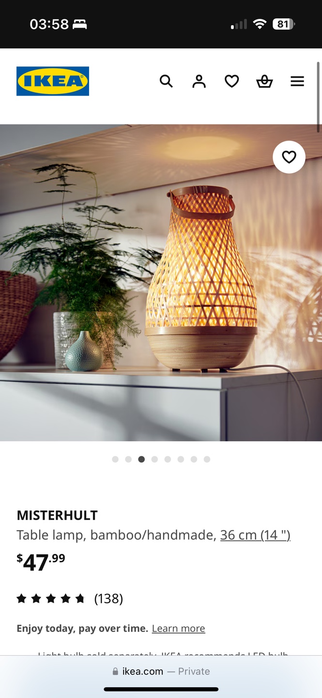IKEA MISTERHULT Bamboo Table Lamp