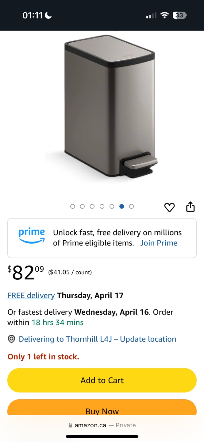 Kohler 6-Liter Stainless Steel Step Trash Can