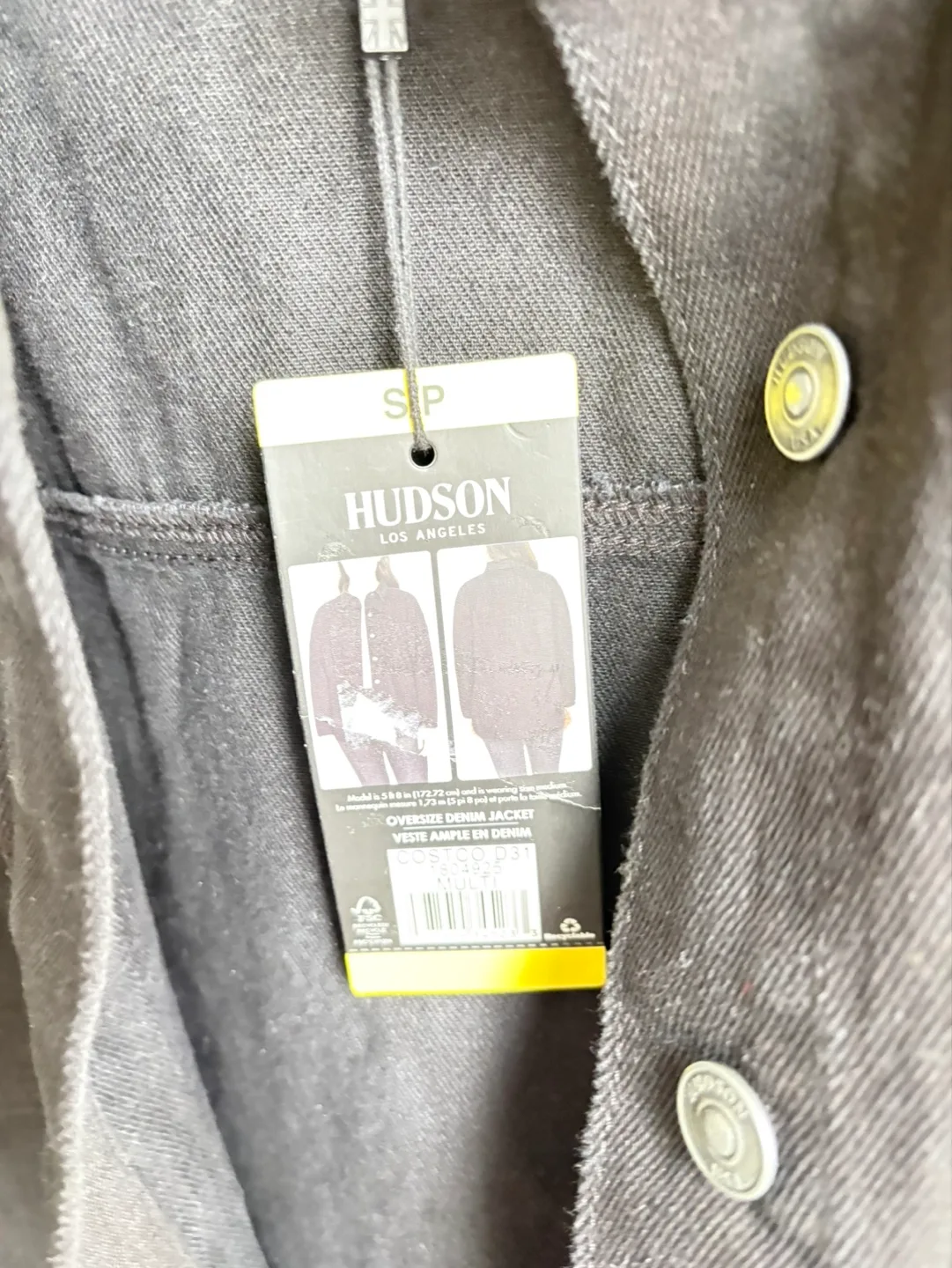 Hudson Los Angeles Oversize Denim Jacket - Black - Size Small image indicator(5)