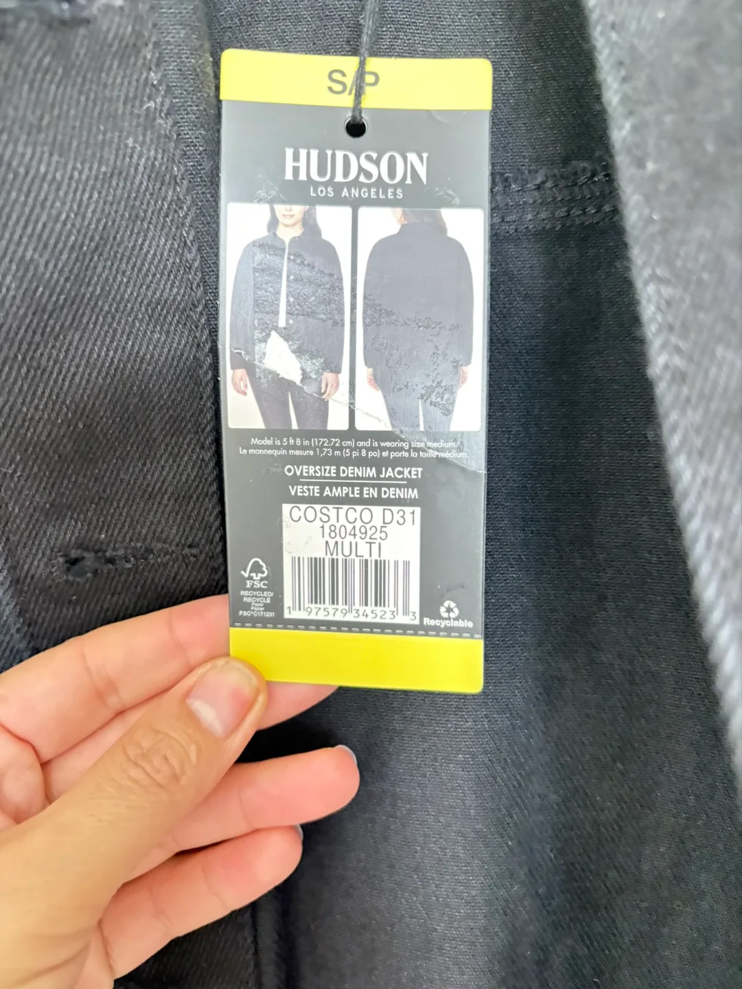 Hudson Los Angeles Oversize Denim Jacket - Black - Size Small image indicator(3)