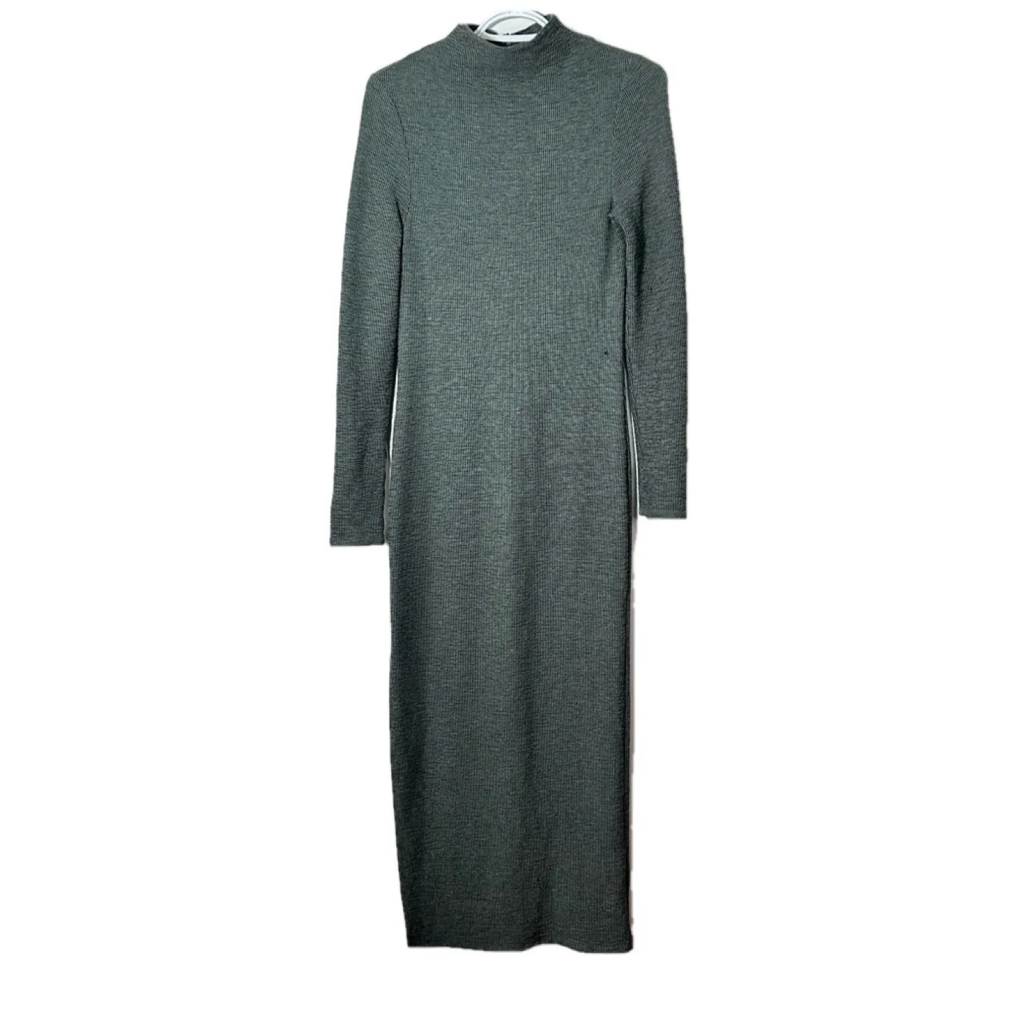 French Connection Ribbed Bodycon Mock Neck Green Maxi Dress 6 thumbnail