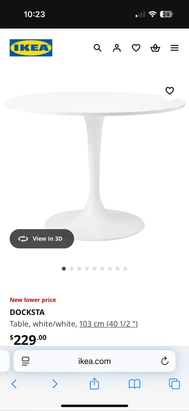 IKEA Docksta White Round Dining Table - 103 cm image indicator(4)