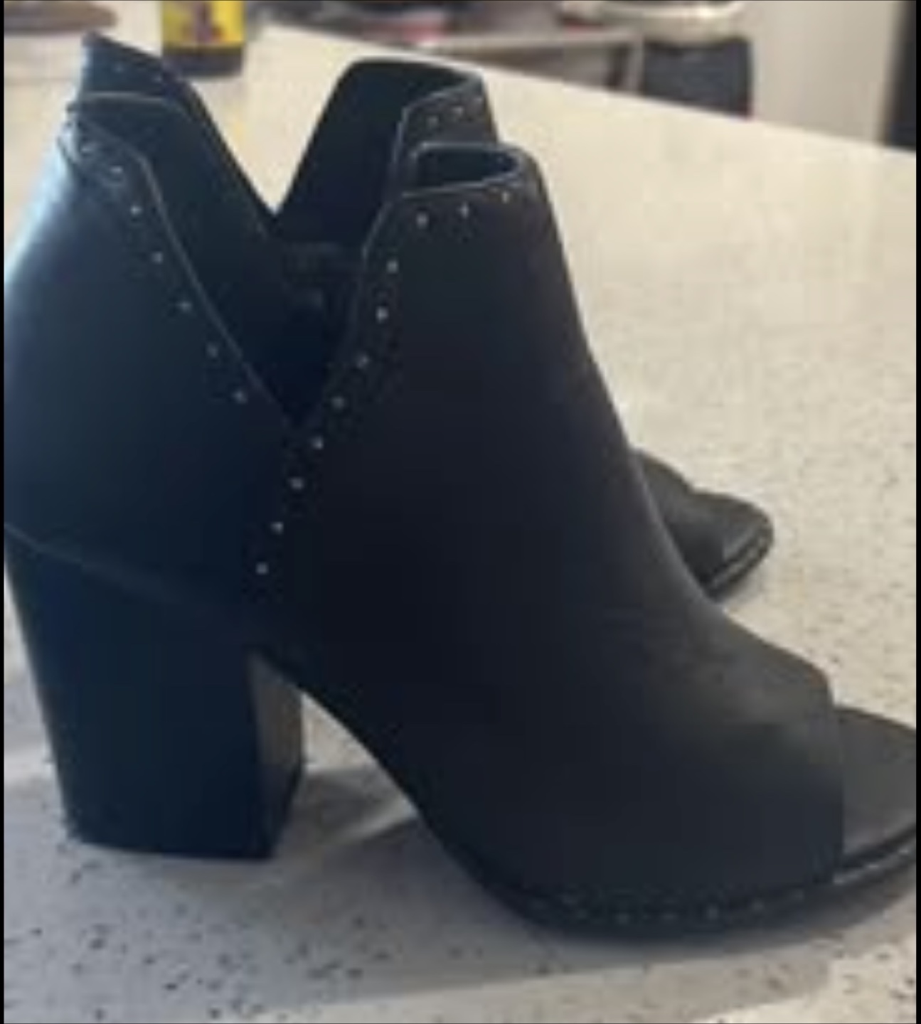 Black Leather Peep-Toe Booties #free cycle