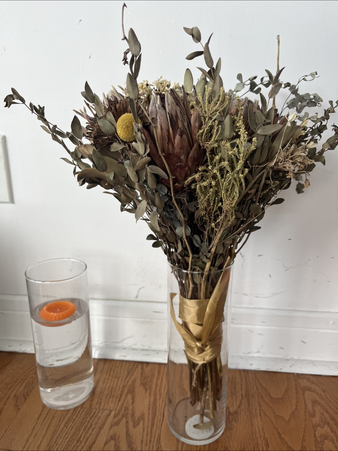 glass vases + floating candles