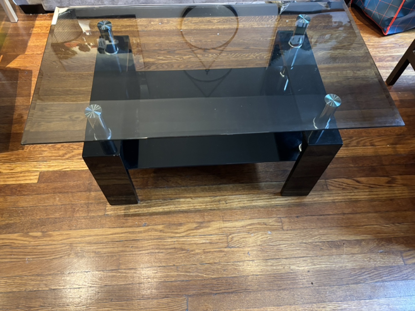 Black Glass Coffee Table with Tempered Glass Top