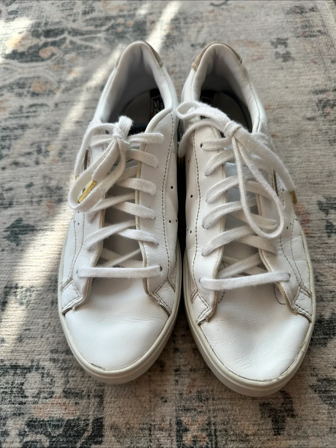 Adidas Sleek White Leather Sneakers