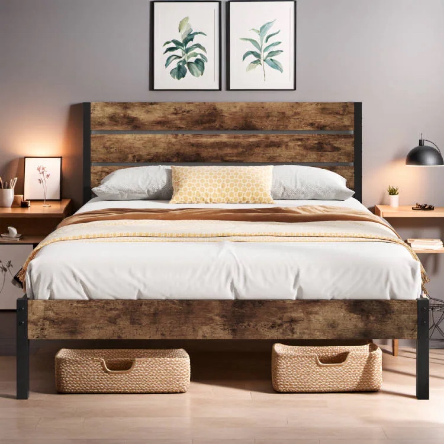 Queen Size Wooden Bed Frame with Headboard - photo 4