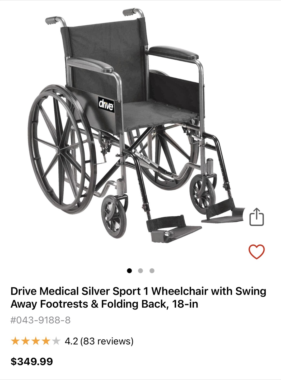 Drive Medical Silver Sport 1 Wheelchair - photo 5