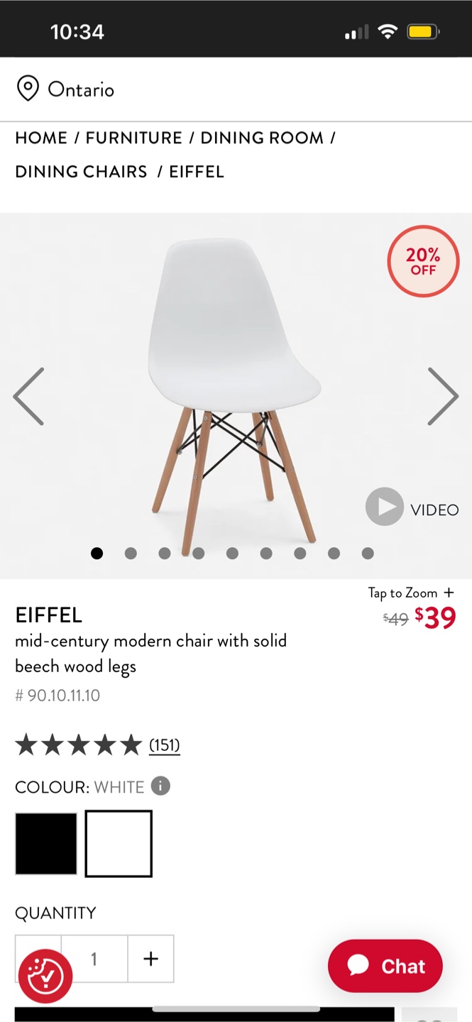 EIFFEL mid-century modern chair with solid beech wood legs - photo 2