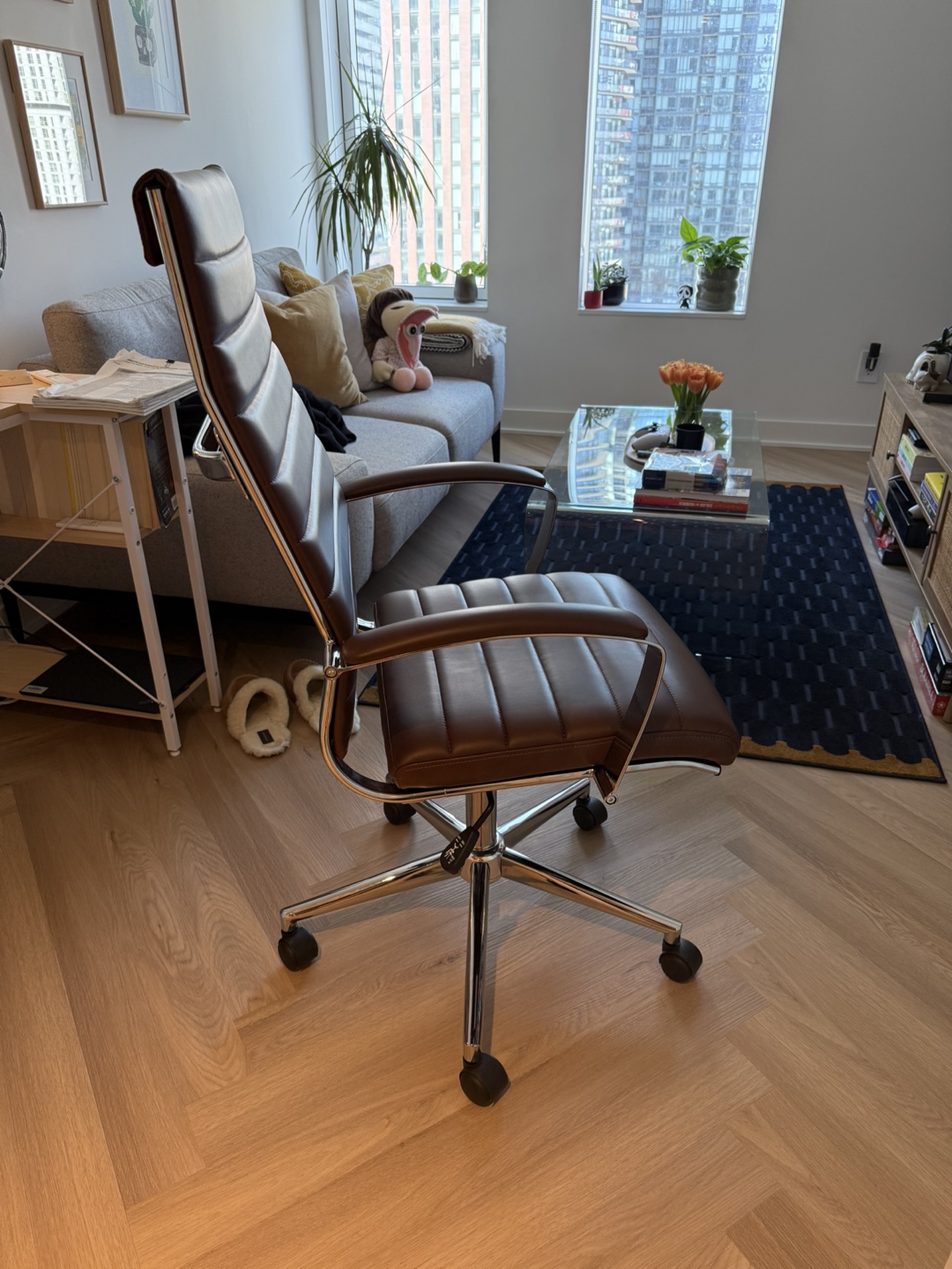 Brown Leather Office Chair - photo 2