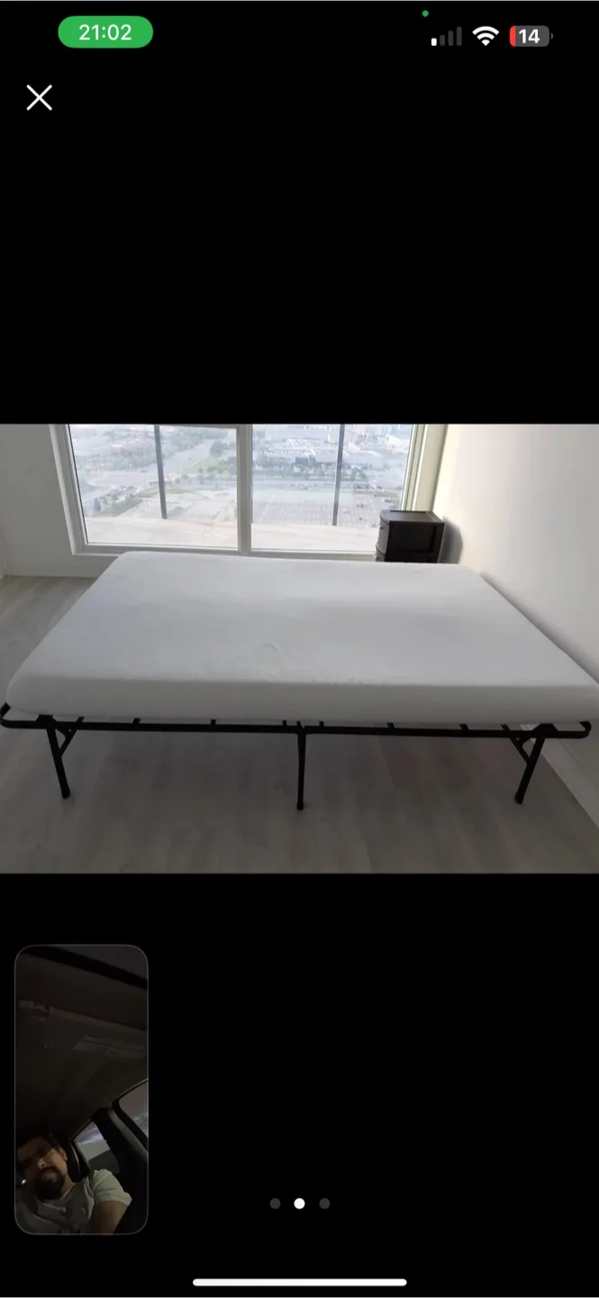 Foldable Metal Bed Frame with Mattress image indicator(2)
