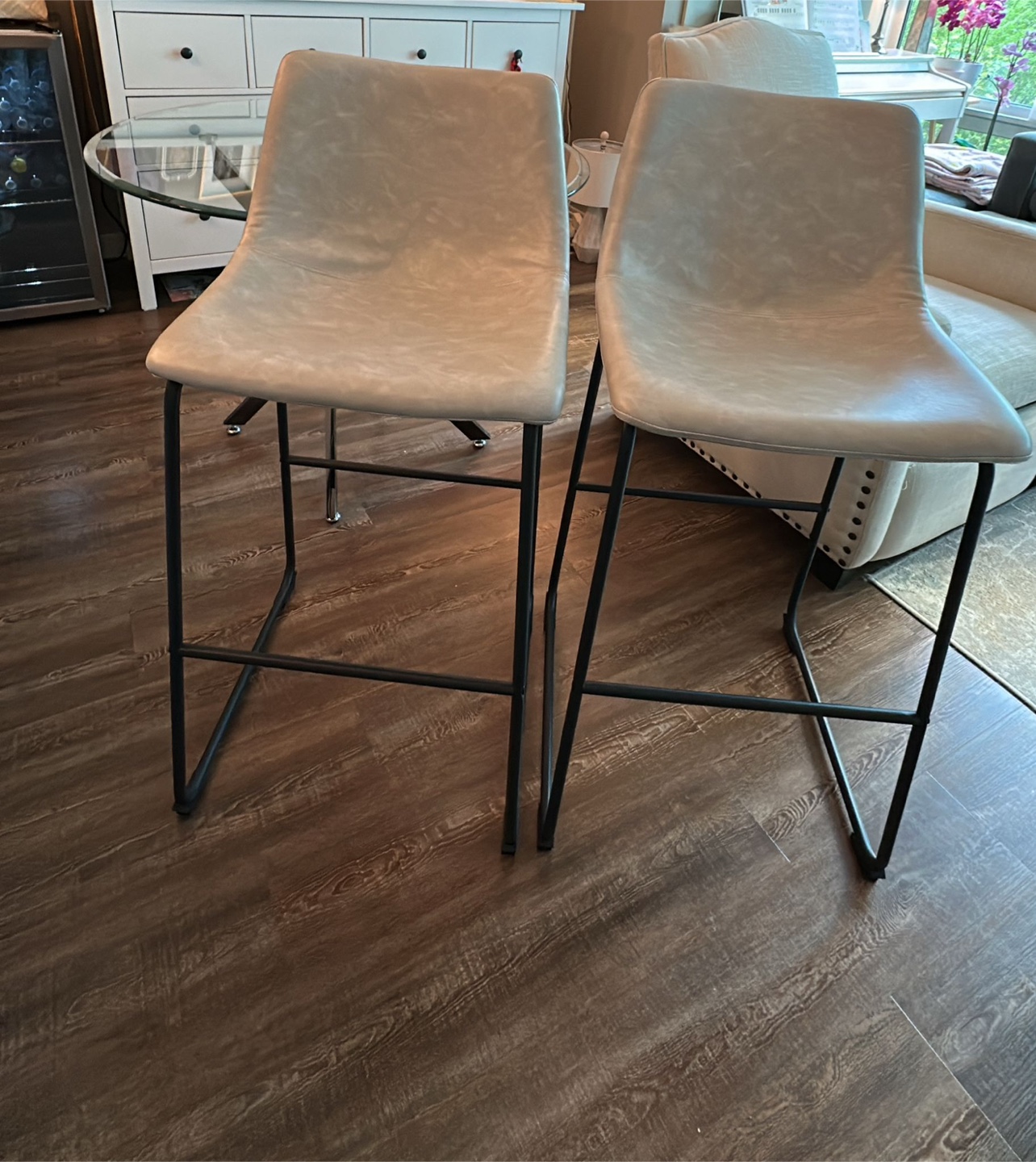 Pair of Grey Counter Height Stools - photo 2