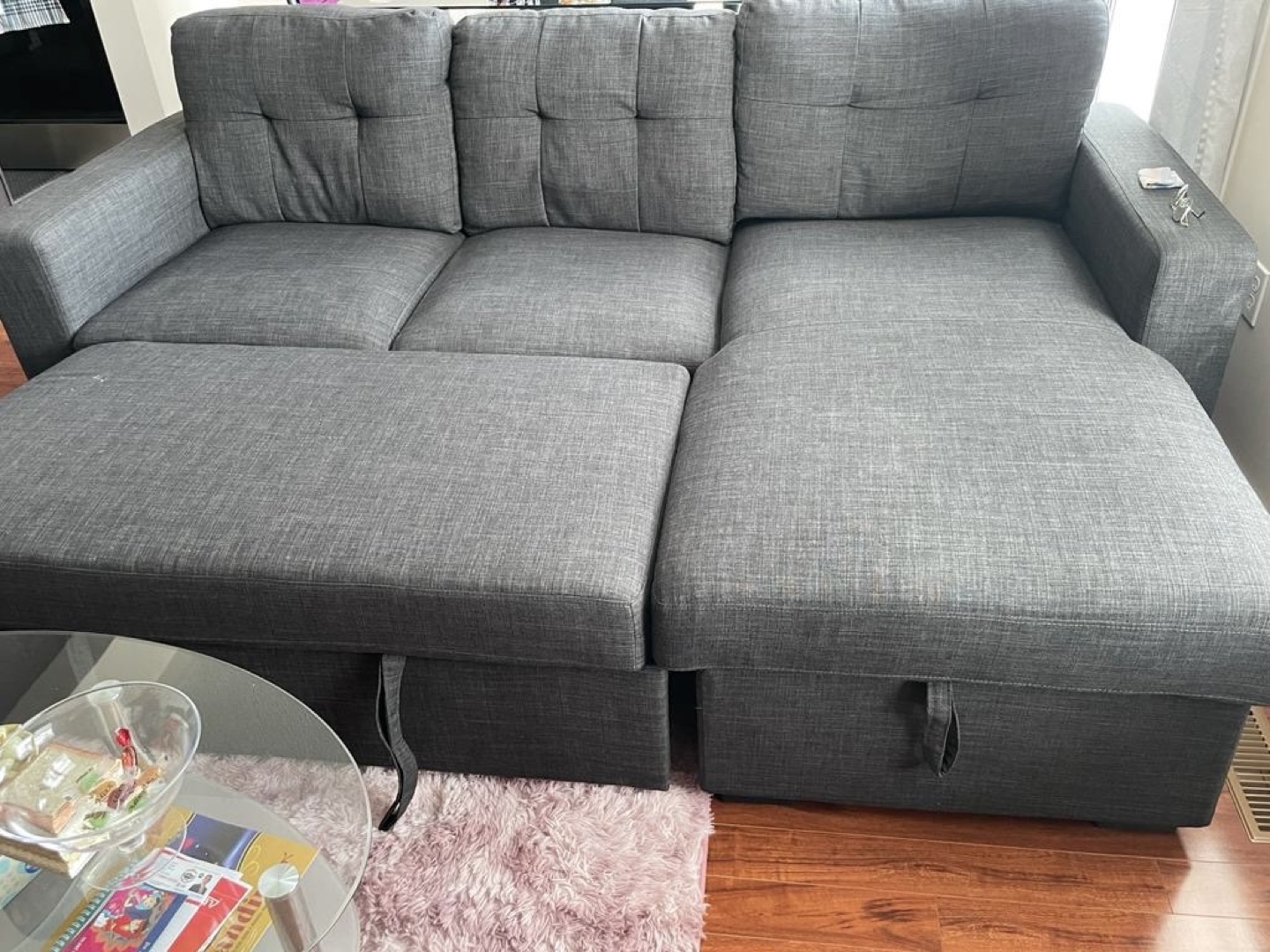 Grey Sectional Sofa with Storage