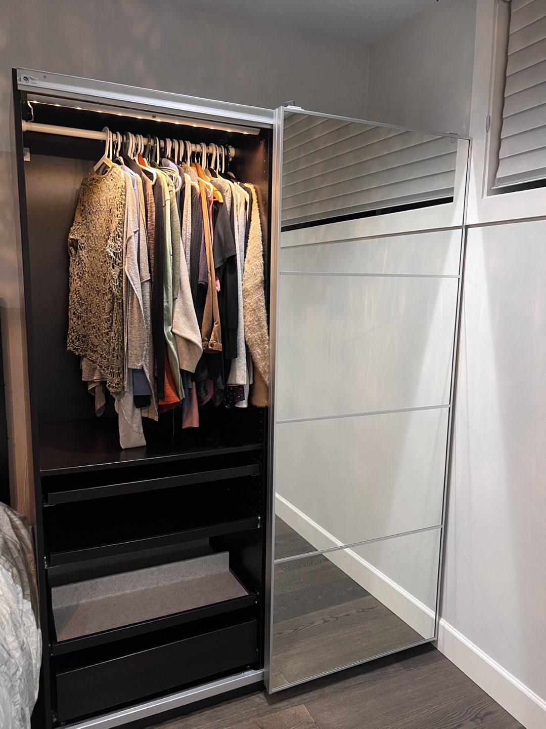 IKEA PAX Wardrobe with Sliding Mirrored Doors - photo 2