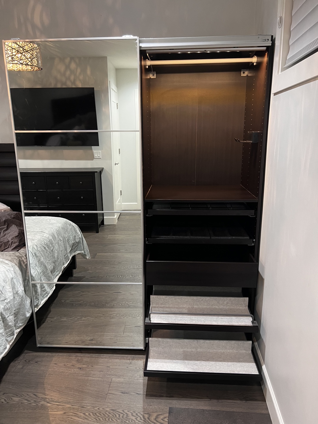 IKEA PAX Wardrobe with Sliding Mirrored Doors