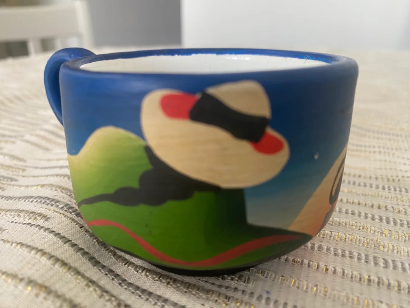 Hand-painted Bolivian ceramic mug thumbnail
