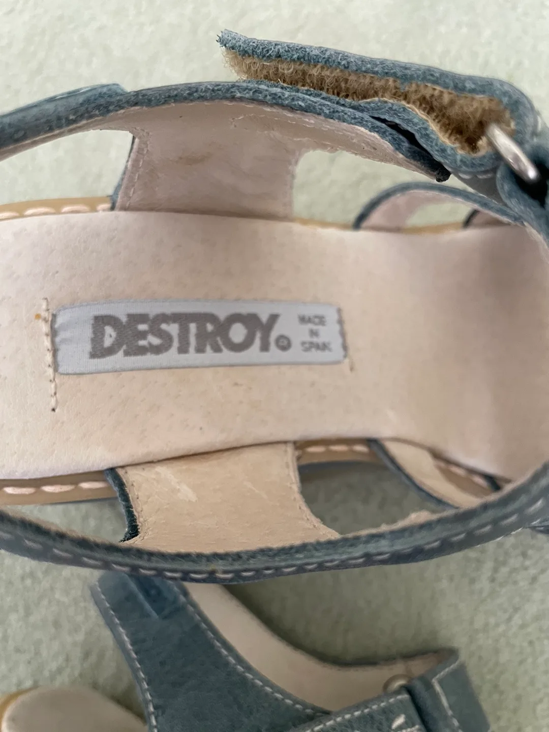 NEW blue leather wedge sandals image indicator(4)