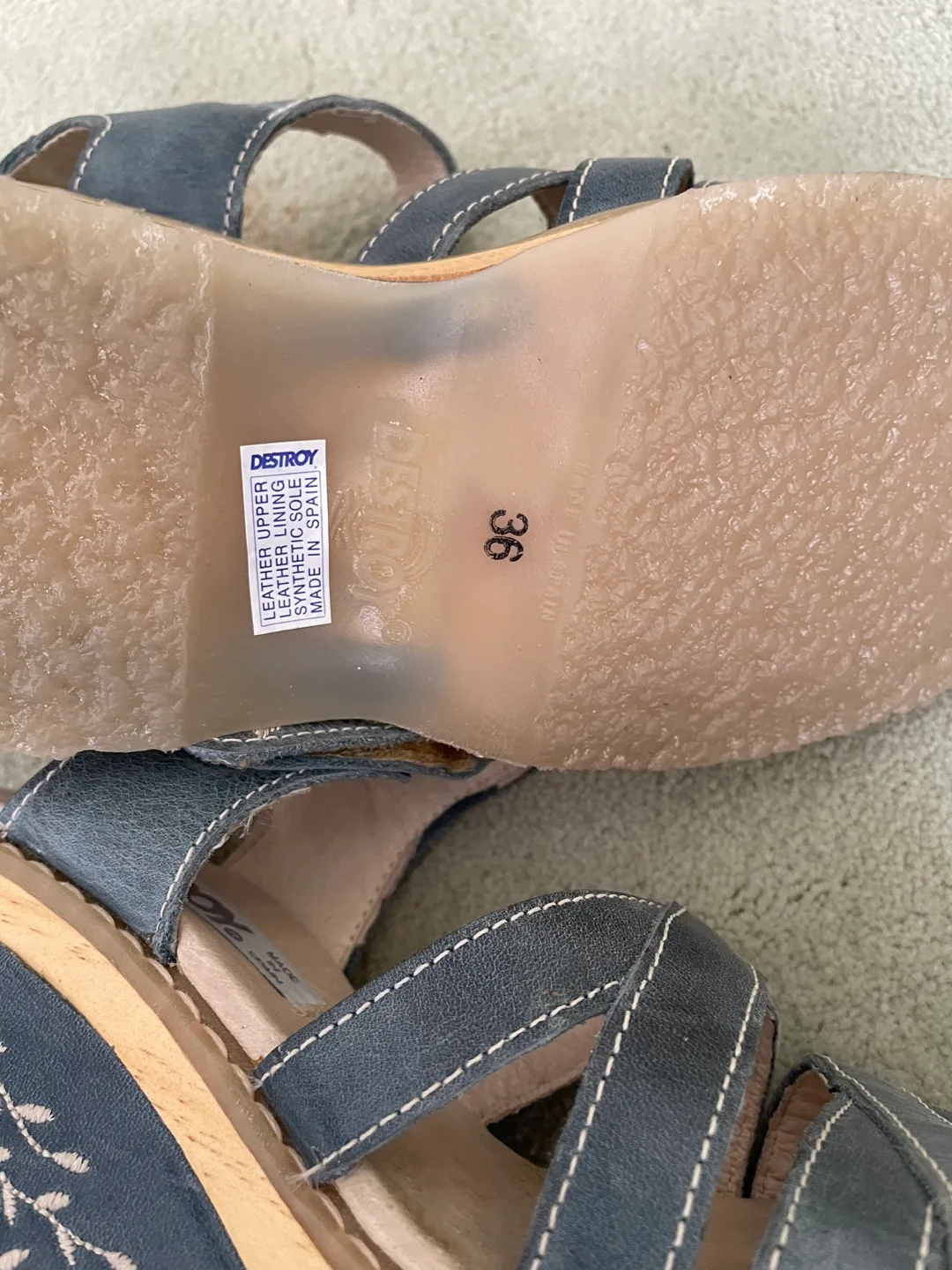 NEW blue leather wedge sandals image indicator(5)