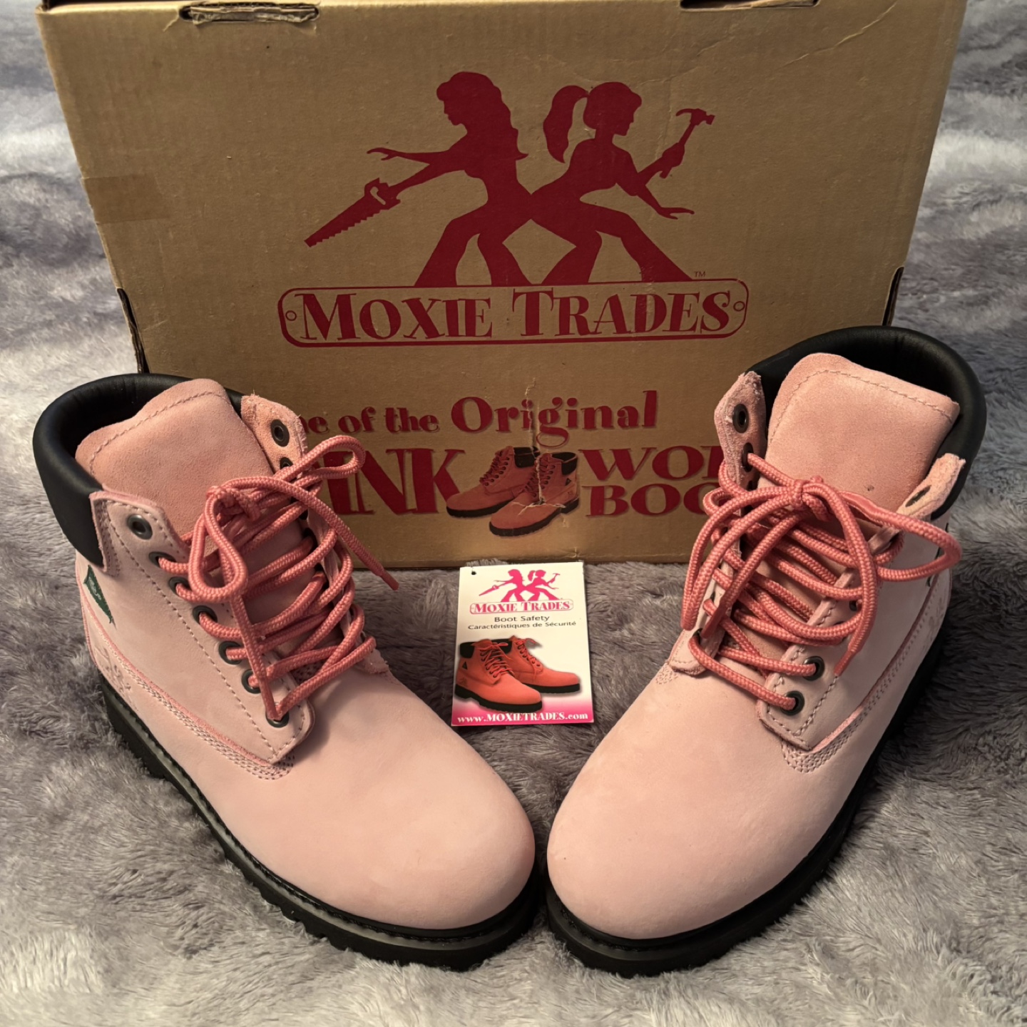 New Moxie Trades Pink Work Boots