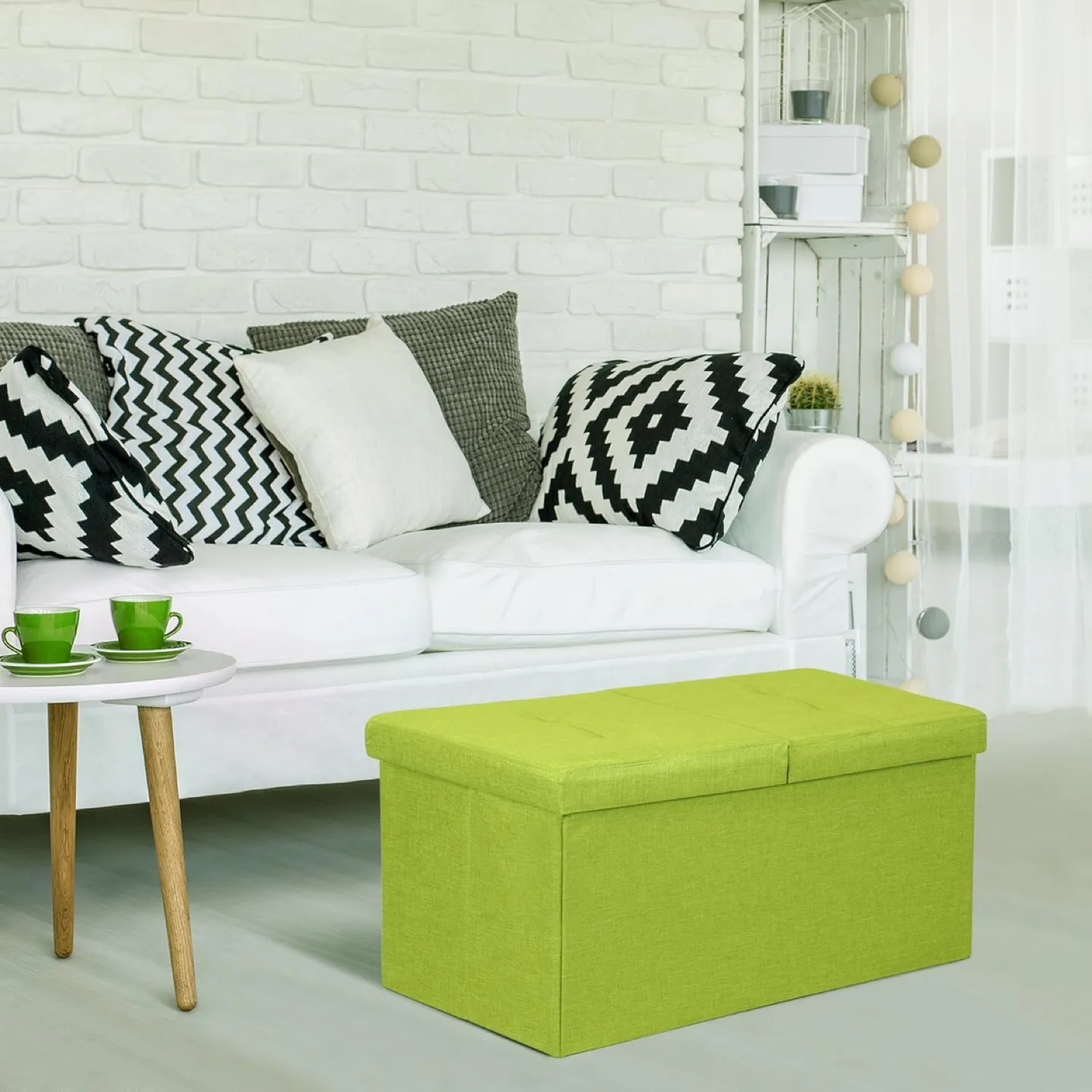 Lime Green Storage Ottoman Bench thumbnail