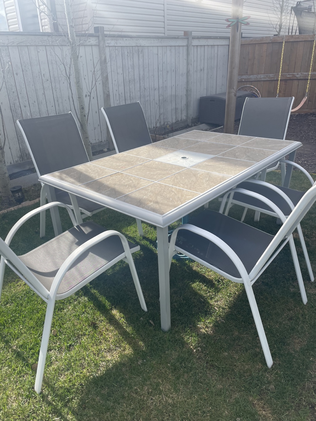 6-Piece Patio Set with Tile Top Table