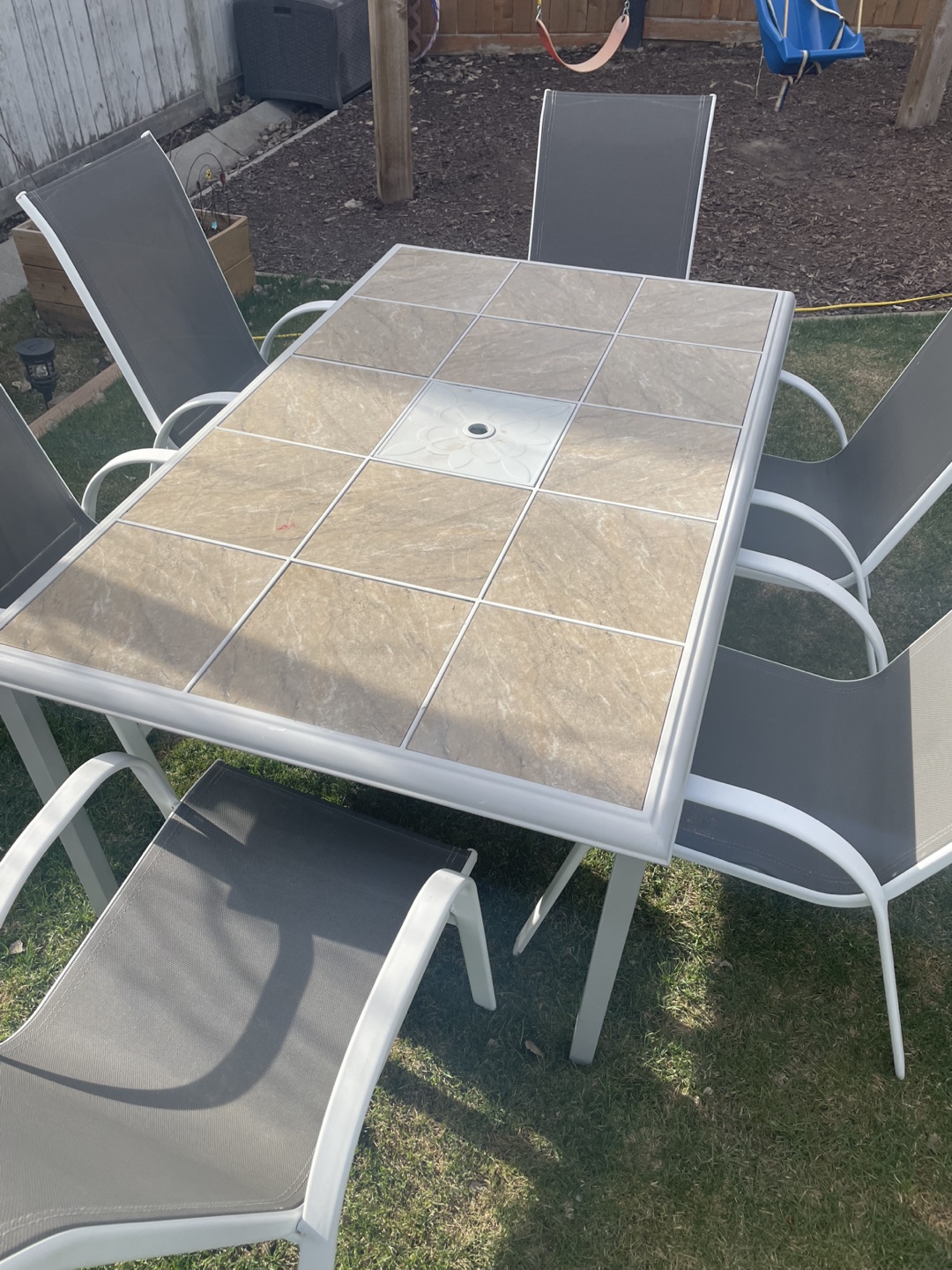 6-Piece Patio Set with Tile Top Table - photo 3