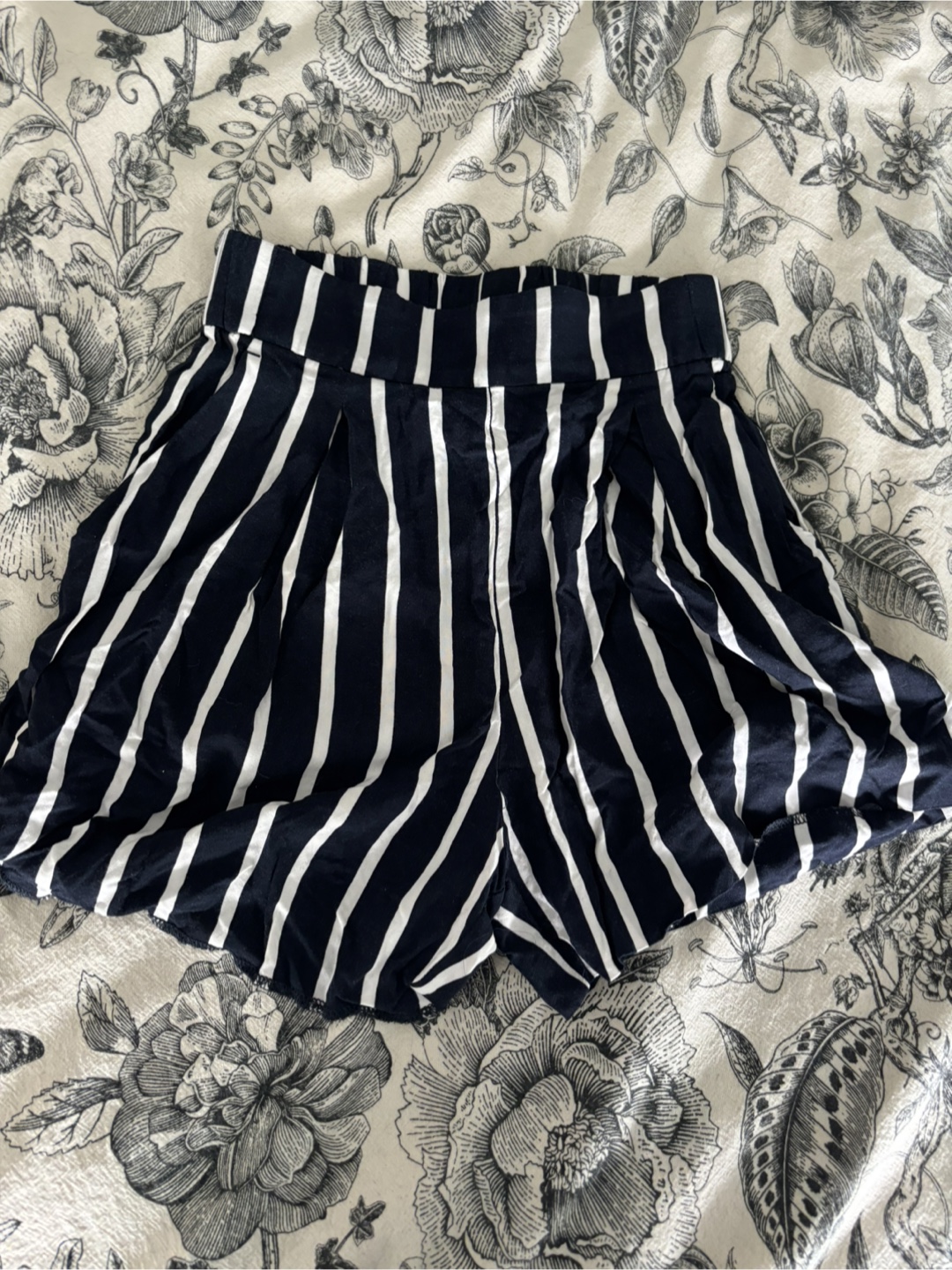 Women's Navy and White Striped Shorts XS/0