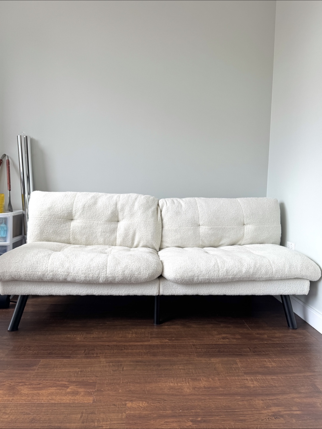 White Sherpa Futon Couch - photo 3