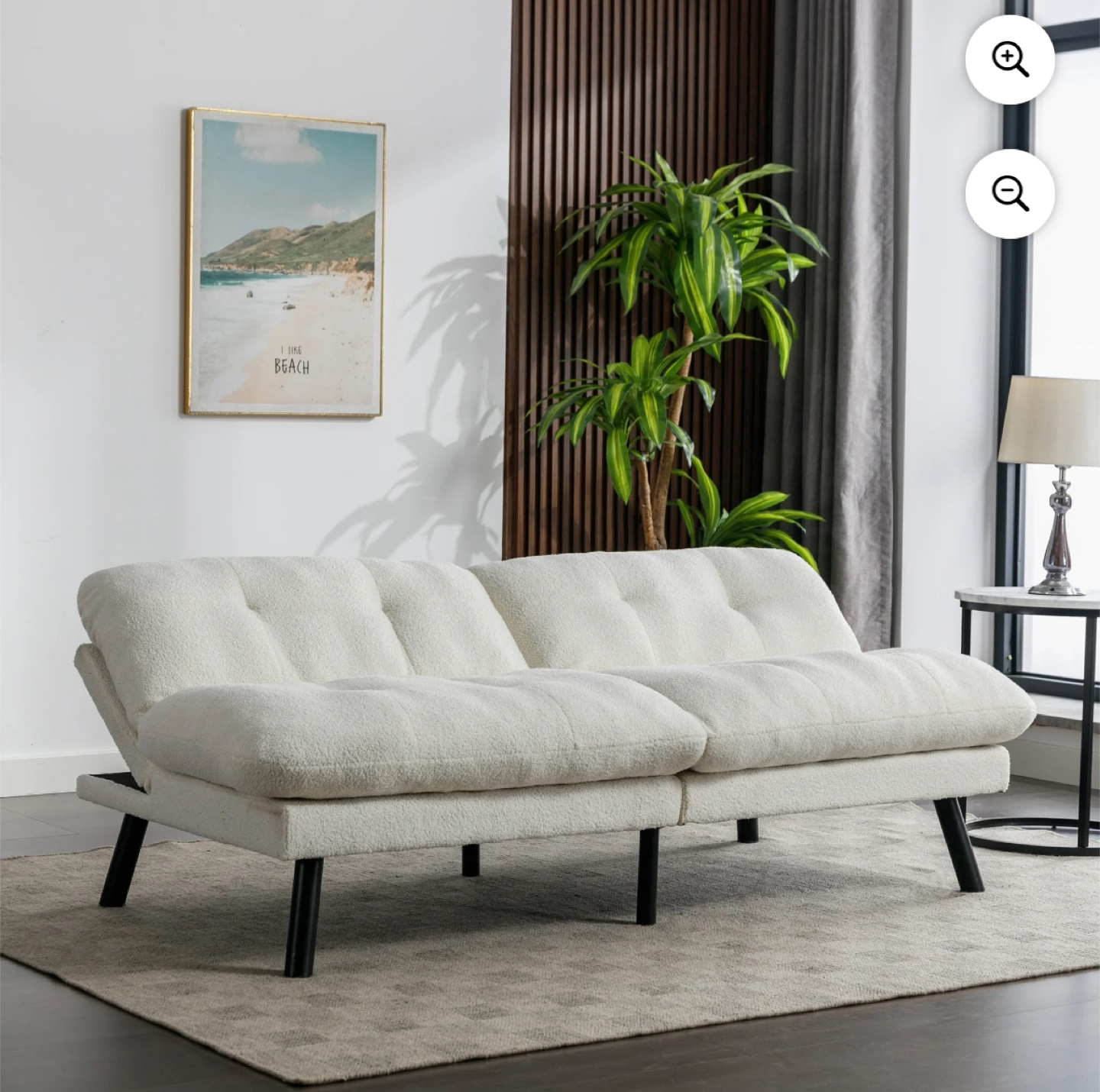 White Sherpa Futon Couch