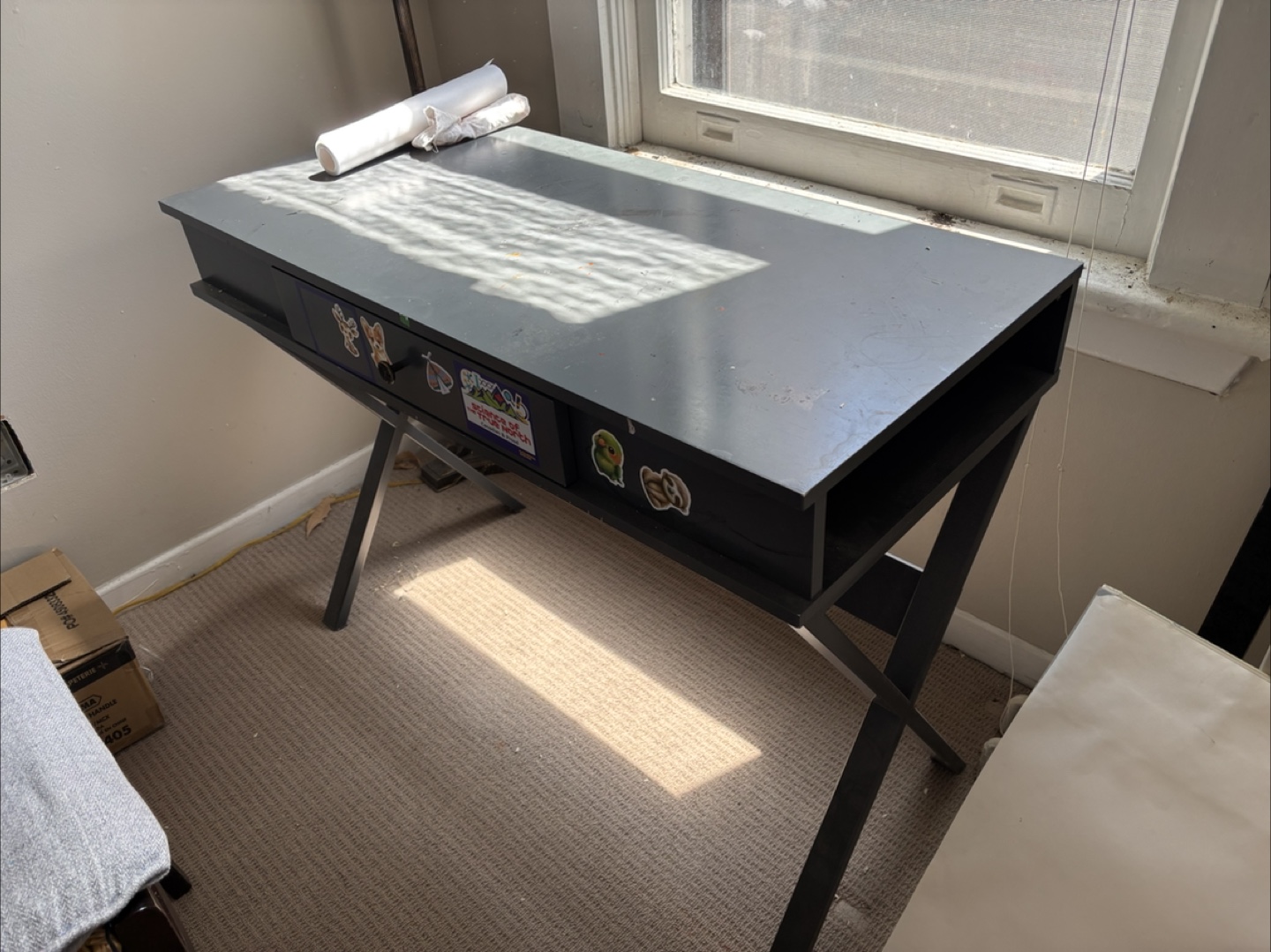 Dark Grey Writing Desk with Drawer