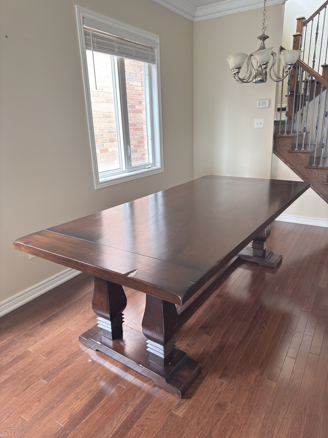 Large 8 seater Dark solid Wood Dining Table - photo 3
