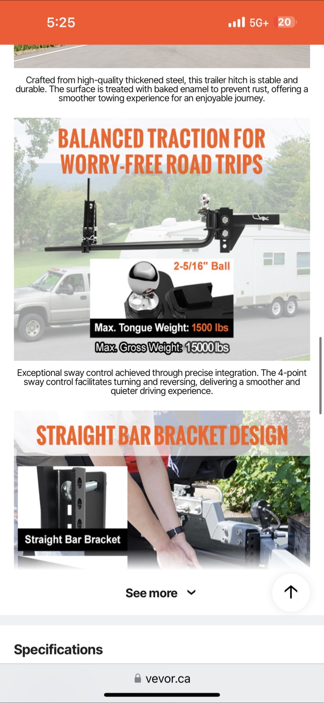 VEVOR Weight Distribution Hitch - 15000 lbs capacity
