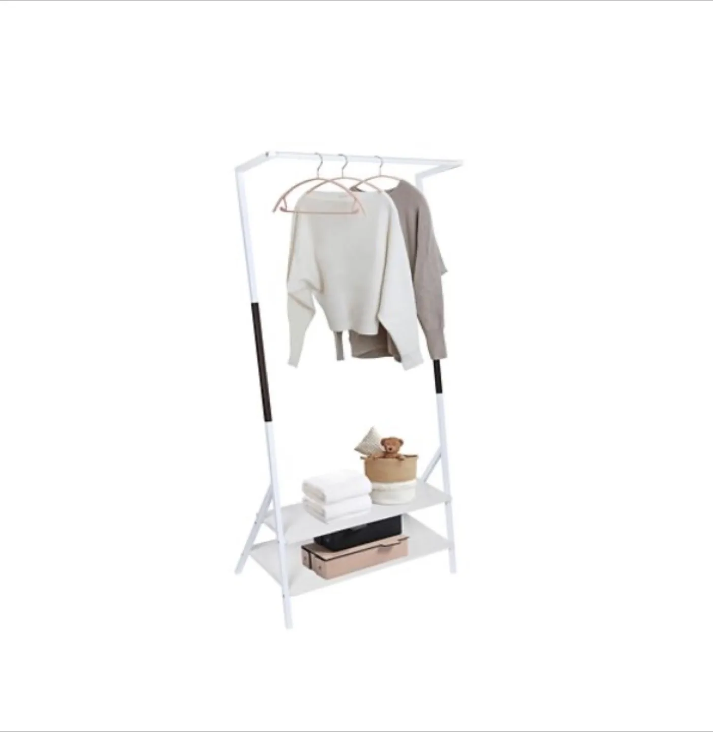 White Metal Clothing Rack with Shelf