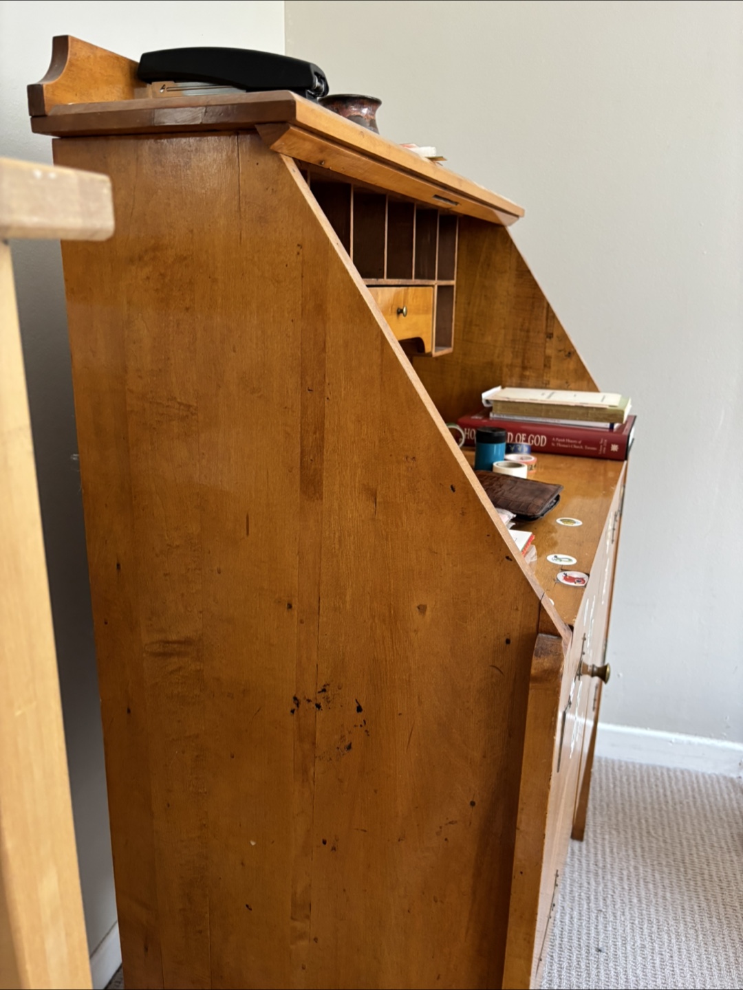 Antique Hardwood Writing Desk - photo 5