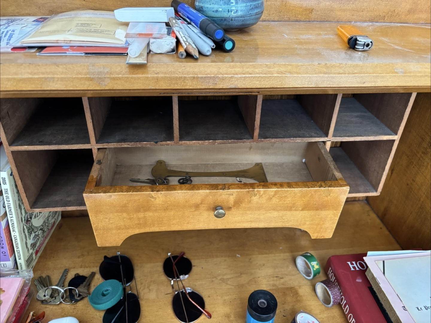 Antique Hardwood Writing Desk - photo 2