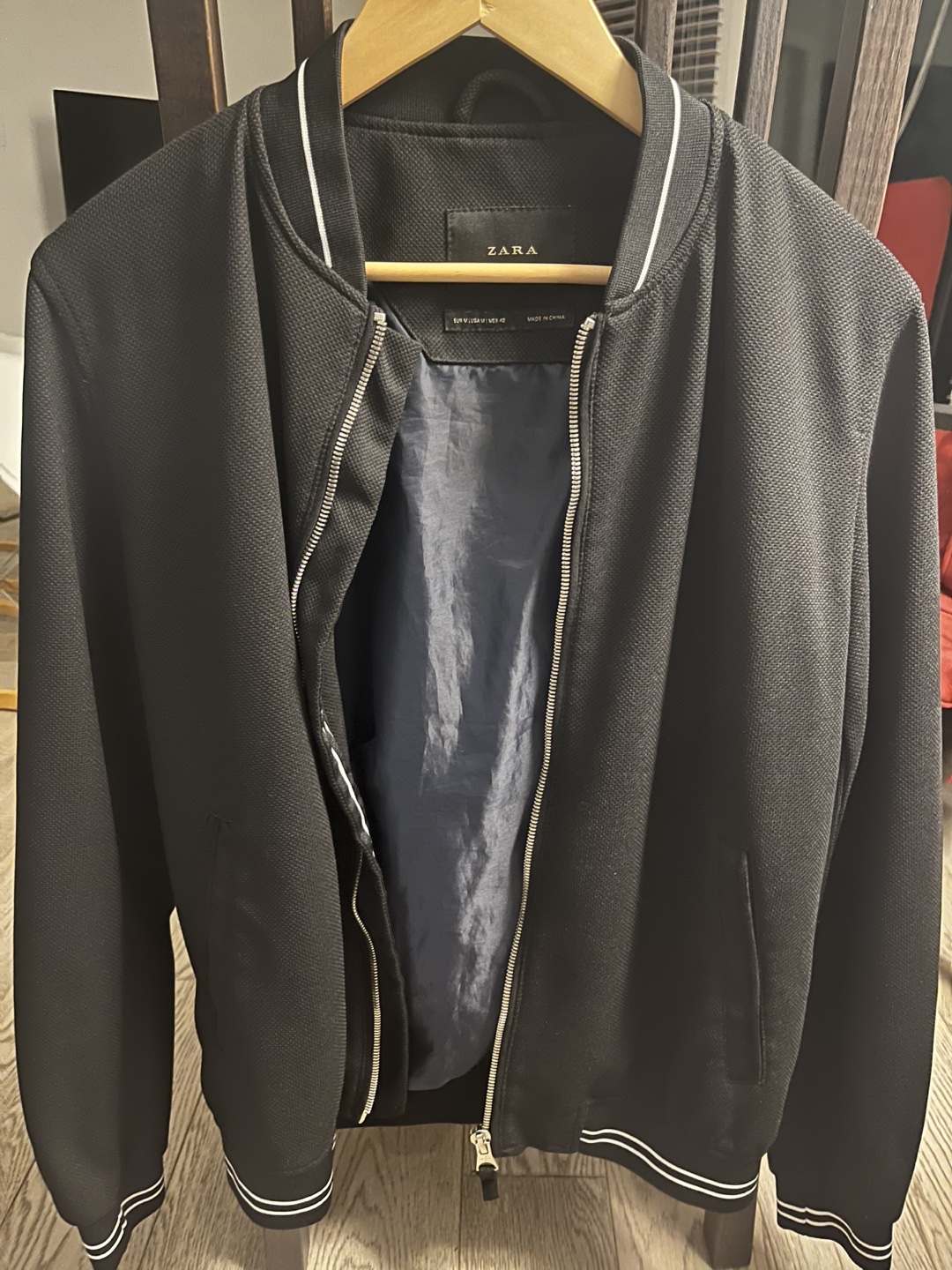 ZARA Black Bomber Jacket - Size Medium