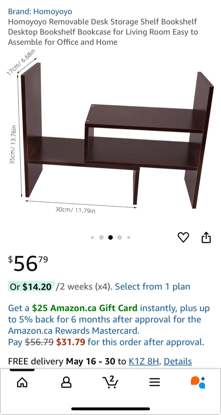 Desktop Bookshelf - Dark Brown thumbnail