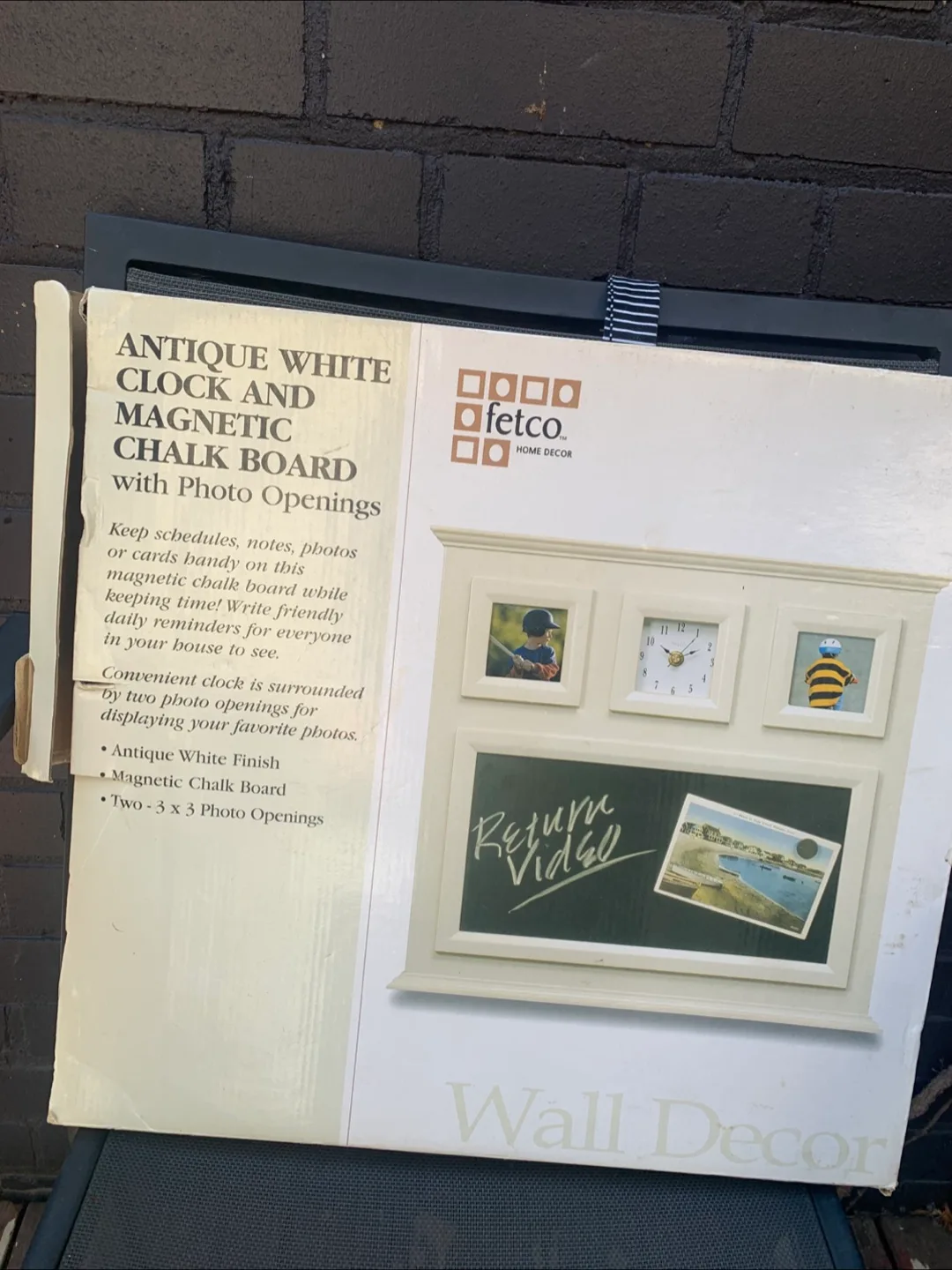 New in a box Antique White Clock Photo and chalkboard image indicator(2)